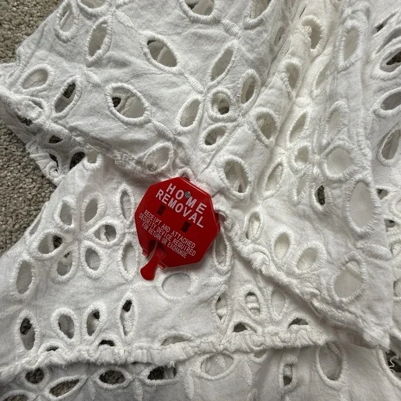 MISA White Eyelet Tiered Midi Skirt Womens Small Boho Ruffle Cottagecore Elastic - Picture 6 of 6